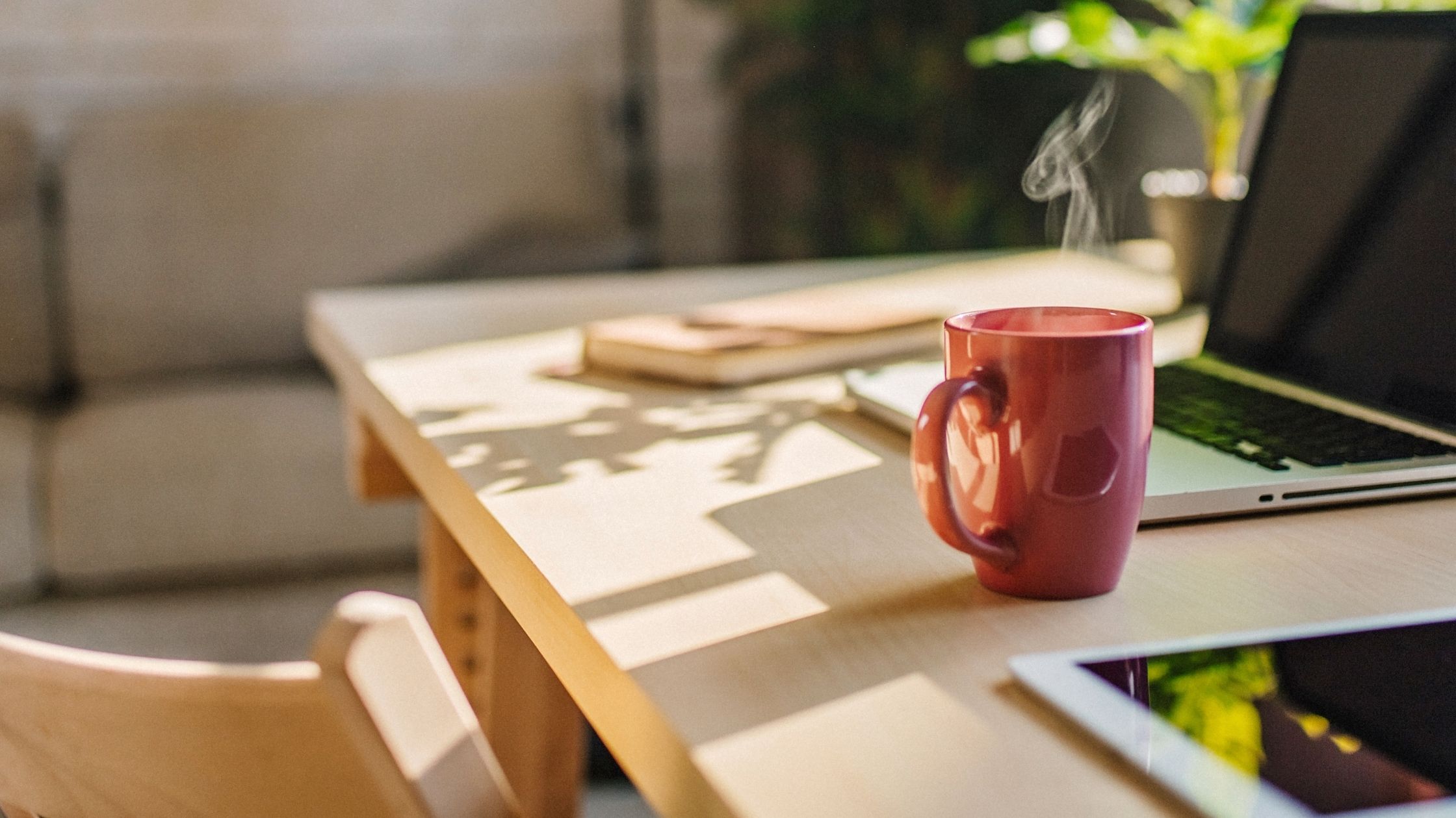 Coffee mug on desk