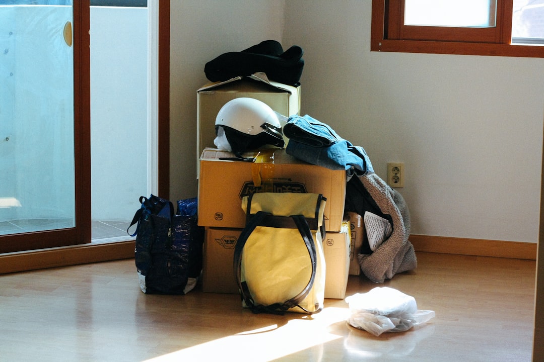 Cardboard boxes packed for moving 