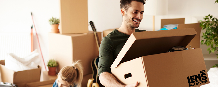 Man holding up box