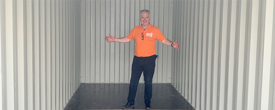 Man in a self storage unit