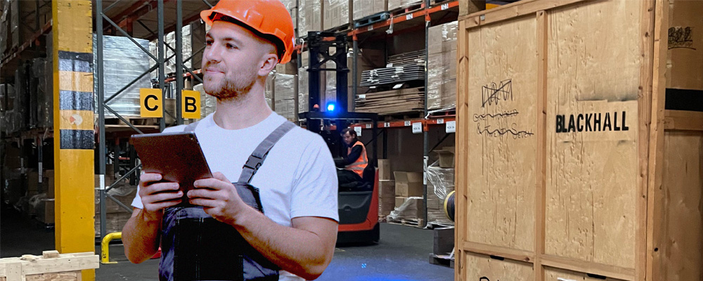 Man in a warehouse